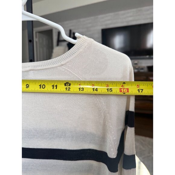 Zara Ivory Black Striped Basic Knit Pullover Sweater Crewneck Womens Size S - Picture 4 of 8